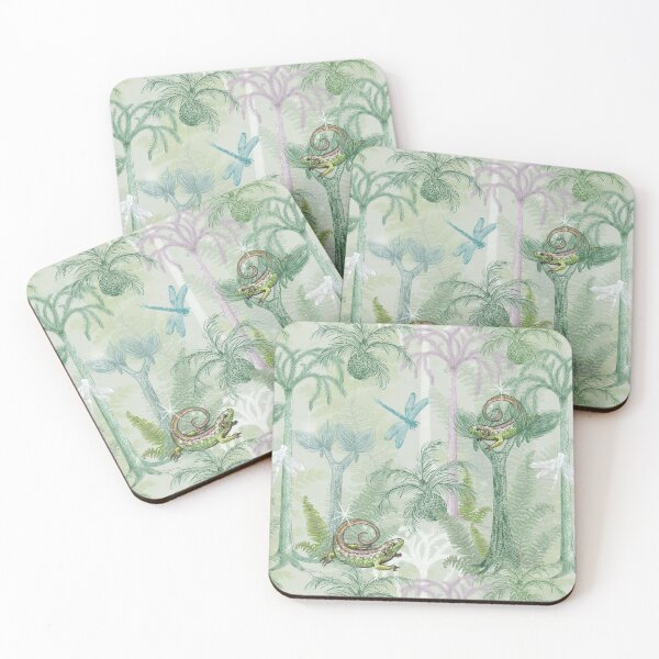 Item preview, Prehistoric Forest with Lizards and Dragonflies - repeat pattern designed and sold by Nadya Neklioudova.