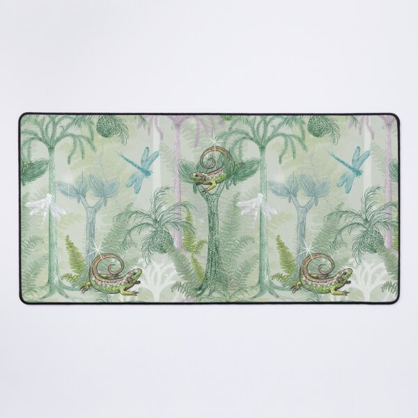 Item preview, Prehistoric Forest with Lizards and Dragonflies - repeat pattern designed and sold by Nadya Neklioudova.