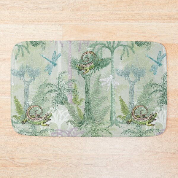 Item preview, Prehistoric Forest with Lizards and Dragonflies - repeat pattern designed and sold by Nadya Neklioudova.