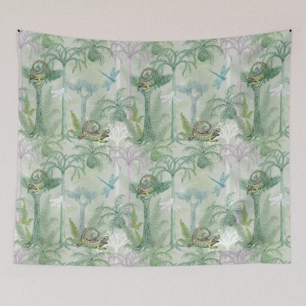 Item preview, Prehistoric Forest with Lizards and Dragonflies - repeat pattern designed and sold by Nadya Neklioudova.