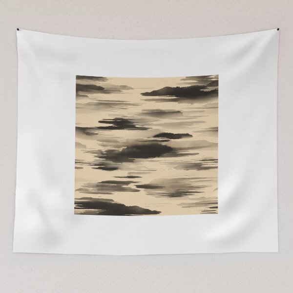 Item preview, Aged Paper Sumi-e Art Print & Homewear — Japanese Ink on Warm Beige designed and sold by WabiSea Studio.