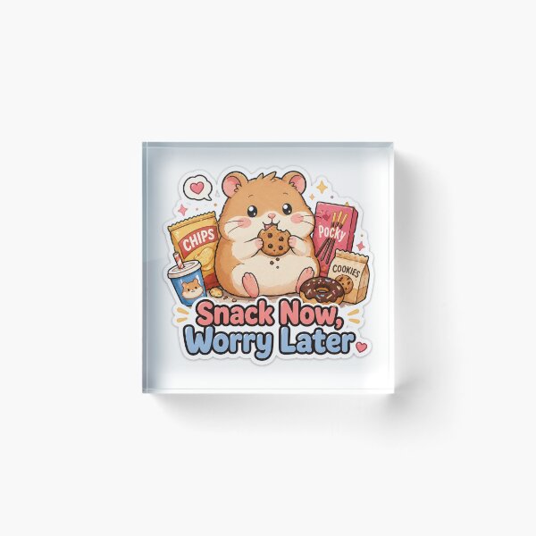 Item preview, Snack Now Worry Later Hamster Sticker – Funny Food Mood designed and sold by InkWanderStudio.