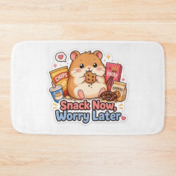 Item preview, Snack Now Worry Later Hamster Sticker – Funny Food Mood designed and sold by InkWanderStudio.