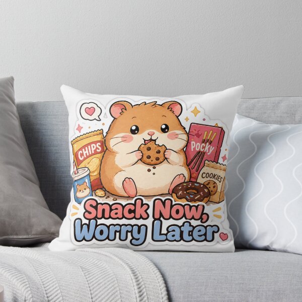Item preview, Snack Now Worry Later Hamster Sticker – Funny Food Mood designed and sold by InkWanderStudio.