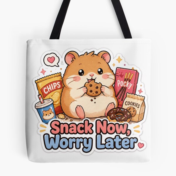 Item preview, Snack Now Worry Later Hamster Sticker – Funny Food Mood designed and sold by InkWanderStudio.