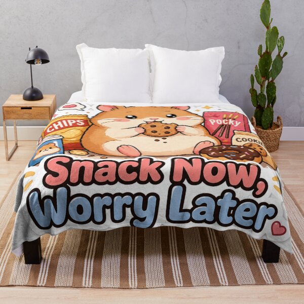 Item preview, Snack Now Worry Later Hamster Sticker – Funny Food Mood designed and sold by InkWanderStudio.