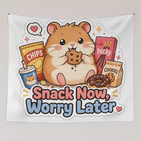 Item preview, Snack Now Worry Later Hamster Sticker – Funny Food Mood designed and sold by InkWanderStudio.