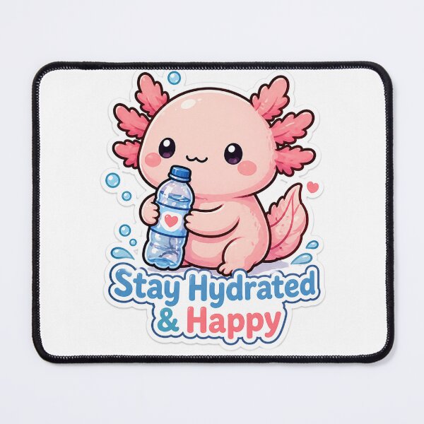 Item preview, Stay Hydrated Axolotl Sticker – Cute Self Care Reminder designed and sold by InkWanderStudio.