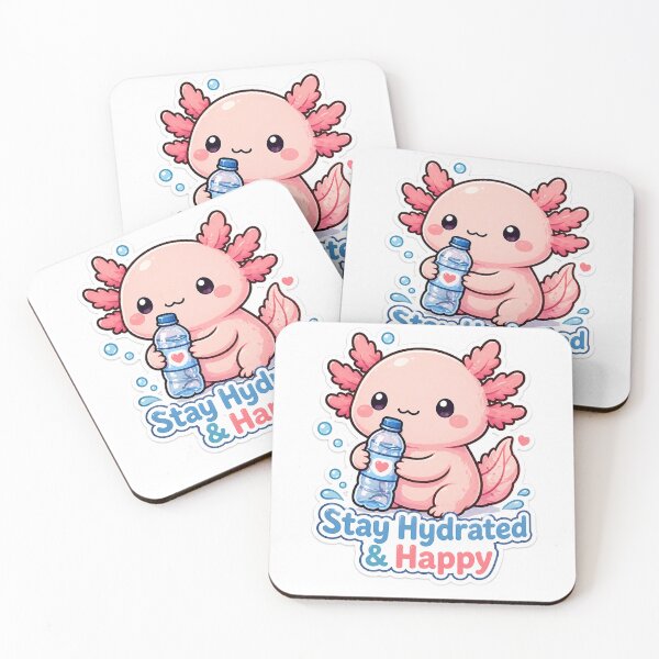 Item preview, Stay Hydrated Axolotl Sticker – Cute Self Care Reminder designed and sold by InkWanderStudio.
