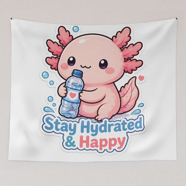 Item preview, Stay Hydrated Axolotl Sticker – Cute Self Care Reminder designed and sold by InkWanderStudio.