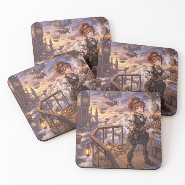 Item preview, Steampunk Mechanic & Her Cat Companion Tinkering designed and sold by Vyxorea.