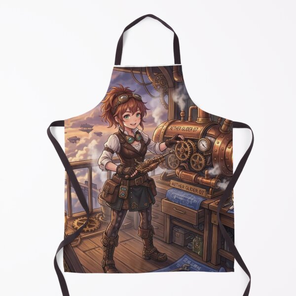 Item preview, Steampunk Mechanic & Her Cat Companion Tinkering designed and sold by Vyxorea.