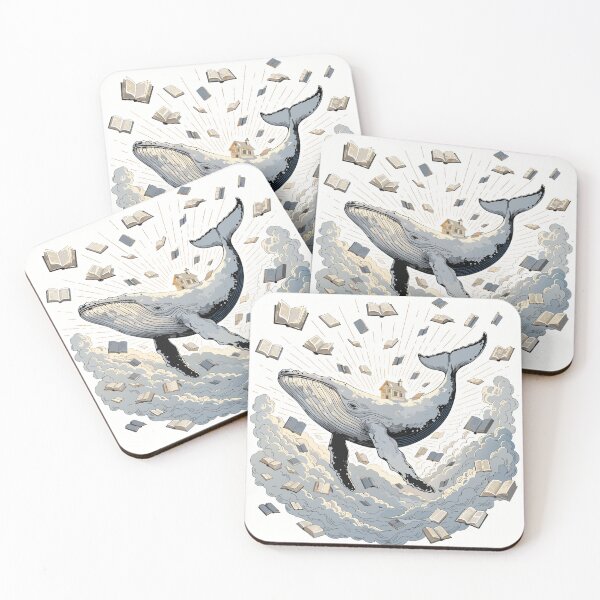 Item preview, Floating Library Whale | Magical Flying Whale with Books | Fantasy Sky Aesthetic Sticker designed and sold by inkfusionhub99.