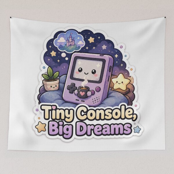 Item preview, Tiny Console Big Dreams Sticker – Retro Gaming Cute Design designed and sold by InkWanderStudio.
