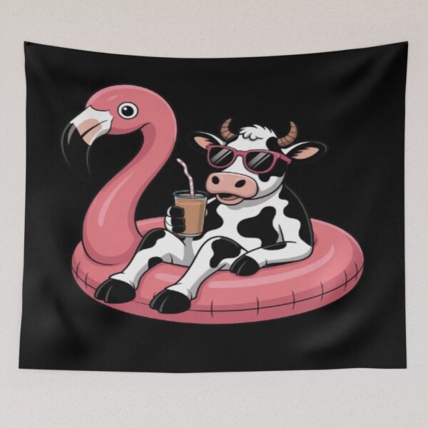 Item preview, Cow on Flamingo Floatie Summer designed and sold by DailySparks.