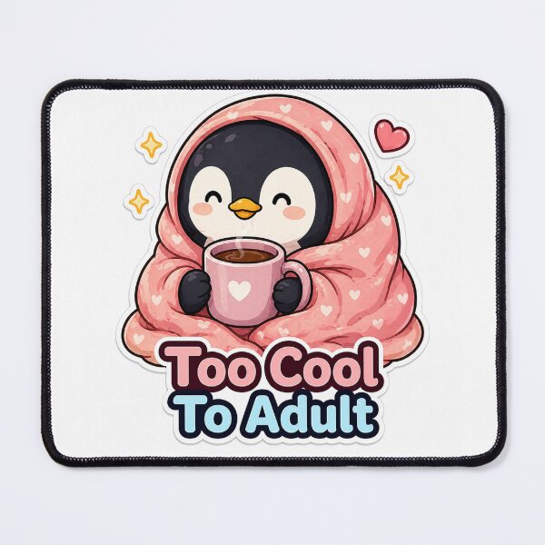 Item preview, Too Cool to Adult Penguin Sticker – Cozy Introvert Aesthetic designed and sold by InkWanderStudio.