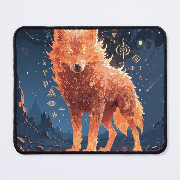Item preview, Crystal Desert Wolf Spirit | Mystic Sand & Crystal Wolf | Fantasy Tribal Glow Aesthetic Sticker designed and sold by inkfusionhub99.