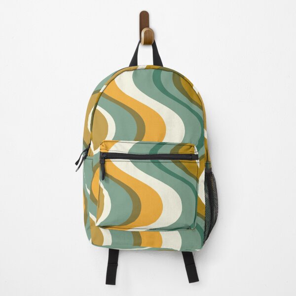 Item preview, Retro mid century waves - teal and mustard tones designed and sold by JMgraphic.
