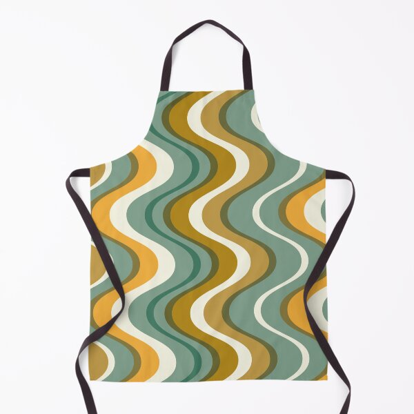Item preview, Retro mid century waves - teal and mustard tones designed and sold by JMgraphic.