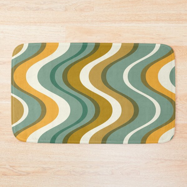 Item preview, Retro mid century waves - teal and mustard tones designed and sold by JMgraphic.