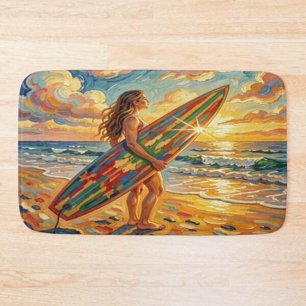 Item preview, Vibrant Sunset Surf Art with Colorful Board, Ocean Waves and Tropical Beach Energy designed and sold by FotoworldEdel.