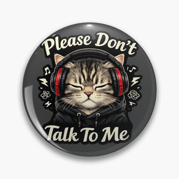 Item preview, Please Don’t Talk To Me – Cute Introvert Cat with Headphones designed and sold by blankTeeShirt.