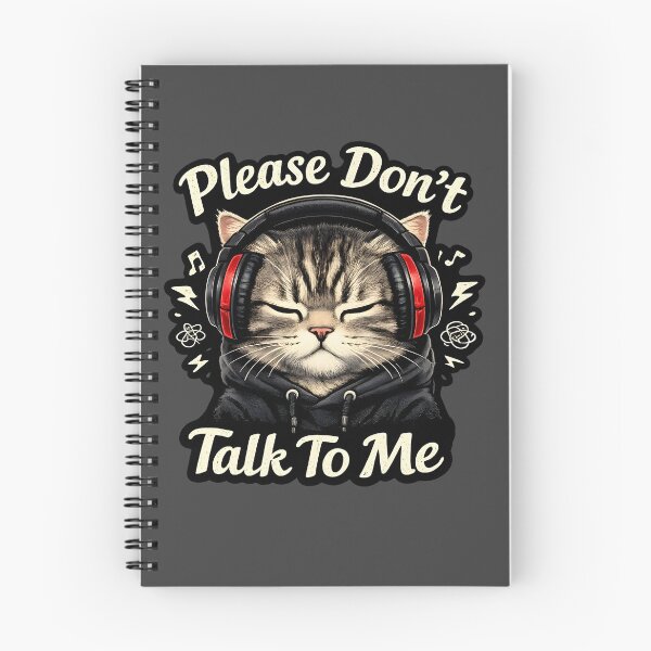 Item preview, Please Don’t Talk To Me – Cute Introvert Cat with Headphones designed and sold by blankTeeShirt.