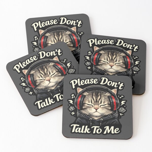 Item preview, Please Don’t Talk To Me – Cute Introvert Cat with Headphones designed and sold by blankTeeShirt.