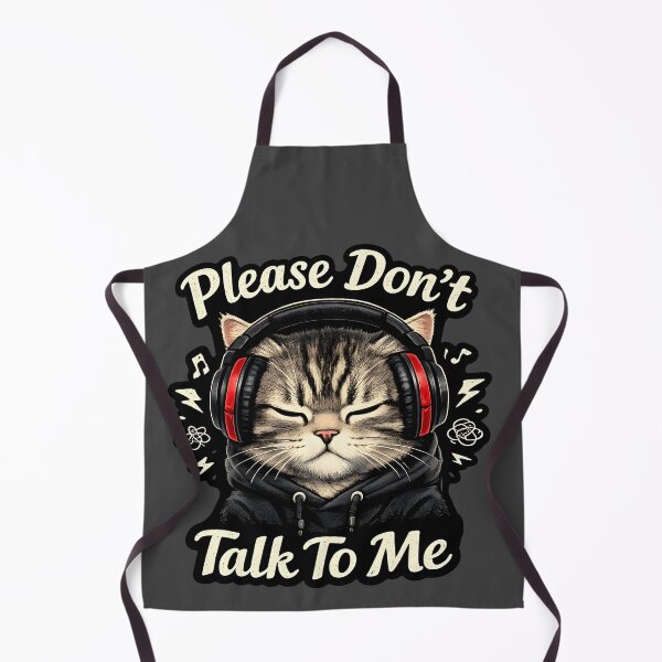 Item preview, Please Don’t Talk To Me – Cute Introvert Cat with Headphones designed and sold by blankTeeShirt.