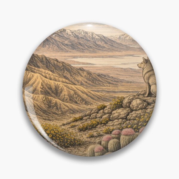 Artikelvorschau, Vintage-Illustration des Death-Valley-Nationalparks | Landschaftskunst der kalifornischen Wüste | Landschaftsdruck für Reisen entworfen und verkauft von LinePlatePress.
