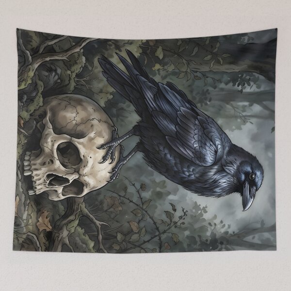Item preview, Raven Corvus Corax Europe Gothic Skull designed and sold by RubisLeaf.