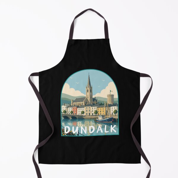 Item preview, Dundalk in Ireland, Retro Art Travel Landscape Badge designed and sold by MaateoDesign.