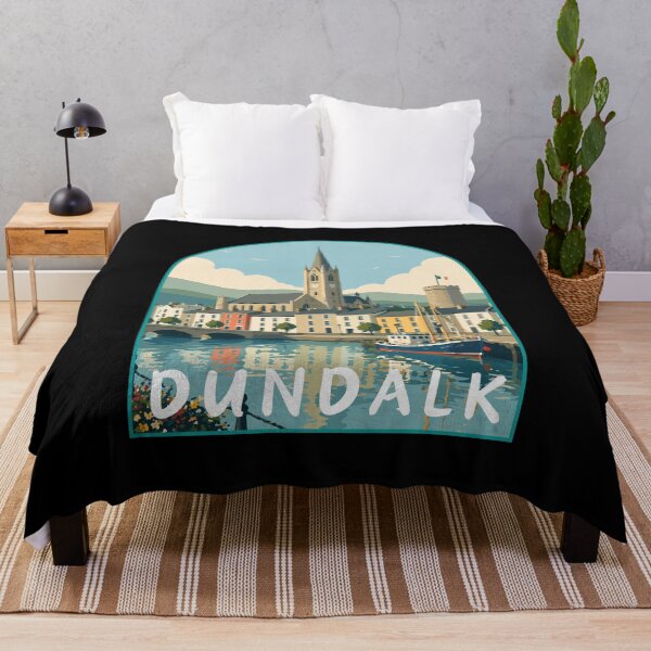 Item preview, Dundalk in Ireland, Retro Art Travel Landscape Badge designed and sold by MaateoDesign.