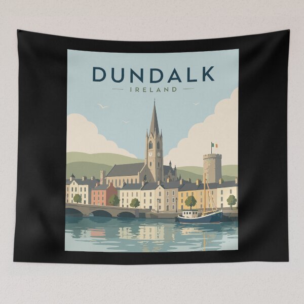 Item preview, Dundalk in Ireland, Vintage Art Travel Landscape designed and sold by MaateoDesign.
