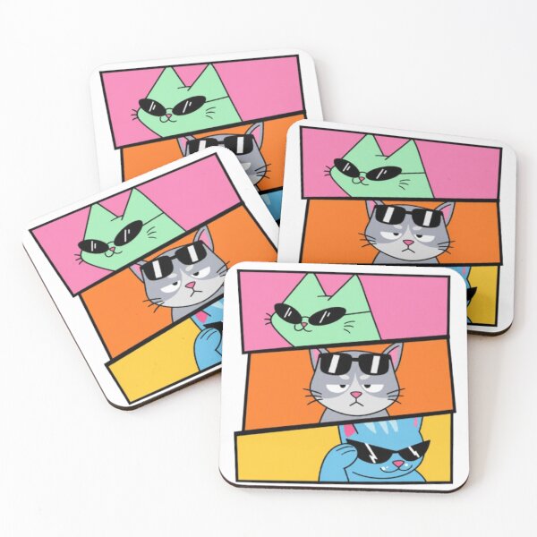 Item preview, Cool Cats Panel Design T-Shirt | Trendy Cartoon Cat Sunglasses Graphic | GenZ Aesthetic Cat Sticker designed and sold by IconicDesignsXd.