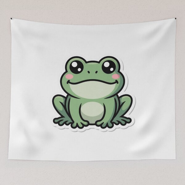 Item preview, Cute Kawaii Frog — Smiling Cartoon Frog Sticker designed and sold by Elviqus Shop.
