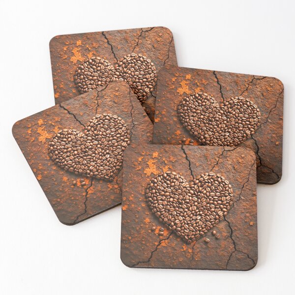 Item preview, Creative Coffee Bean Heart on Industrial Metal Texture designed and sold by Marcu Ioachim.