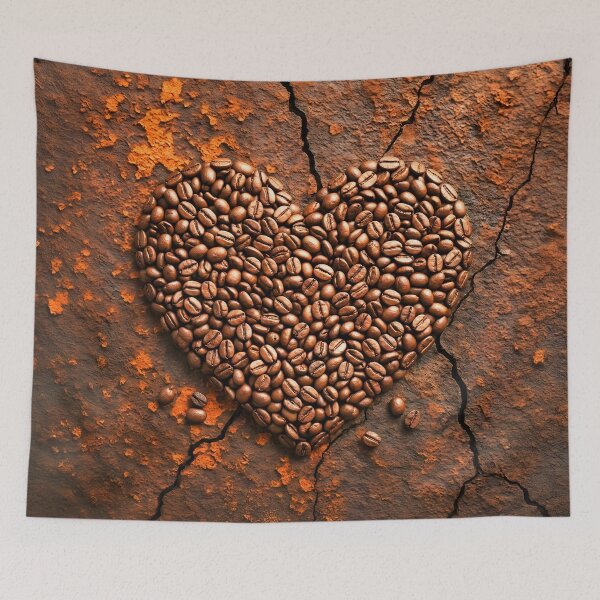 Item preview, Creative Coffee Bean Heart on Industrial Metal Texture designed and sold by Marcu Ioachim.