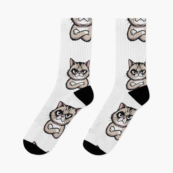 Item preview, Grumpy Cat Arms Crossed — Moody Tabby Cat Sticker designed and sold by Elviqus Shop.