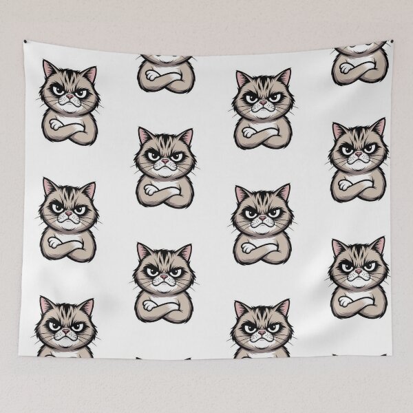 Item preview, Grumpy Cat Arms Crossed — Moody Tabby Cat Sticker designed and sold by Elviqus Shop.