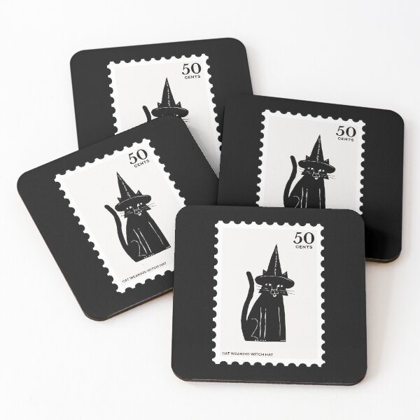 Item preview, Black Cat Wearing Witch Hat stamp designed and sold by RabbitK.