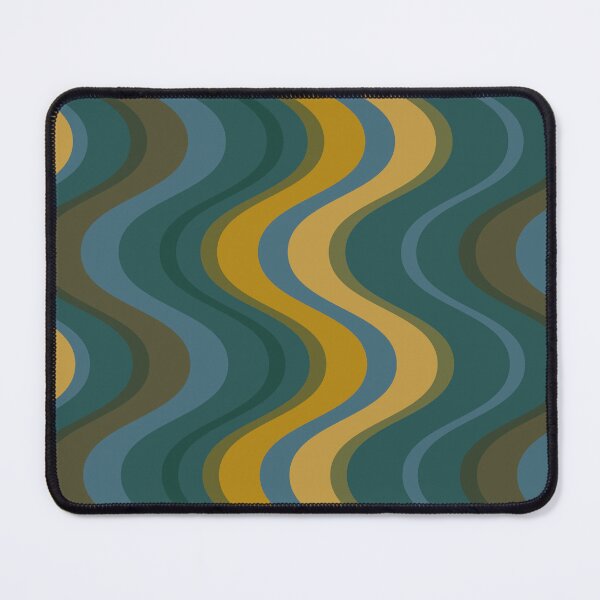 Item preview, Retro mid century waves - dark teal and mustard tones designed and sold by JMgraphic.