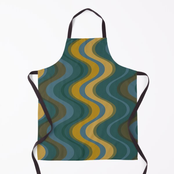 Item preview, Retro mid century waves - dark teal and mustard tones designed and sold by JMgraphic.