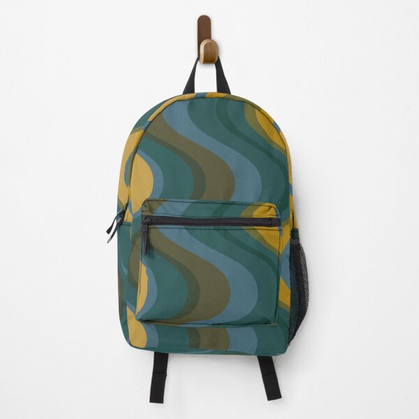 Item preview, Retro mid century waves - dark teal and mustard tones designed and sold by JMgraphic.