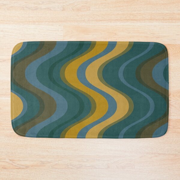 Item preview, Retro mid century waves - dark teal and mustard tones designed and sold by JMgraphic.