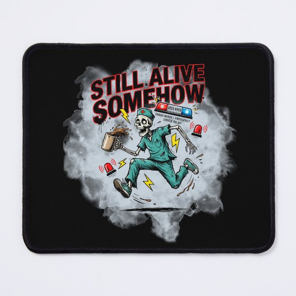 Item preview, Funny ER Nurse Skeleton Still Alive Somehow Shirt Emergency Room Nurse Chaos Humor Coffee Lover RN ER Gift designed and sold by Im-Ara.