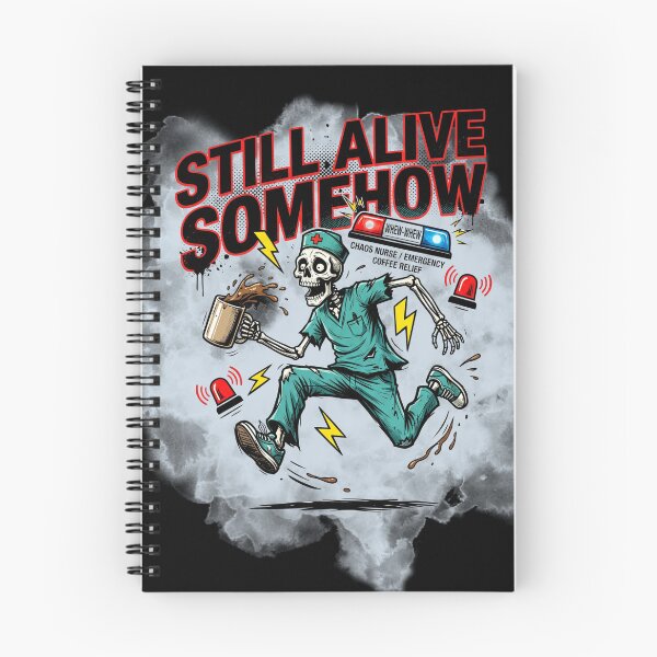 Item preview, Funny ER Nurse Skeleton Still Alive Somehow Shirt Emergency Room Nurse Chaos Humor Coffee Lover RN ER Gift designed and sold by Im-Ara.