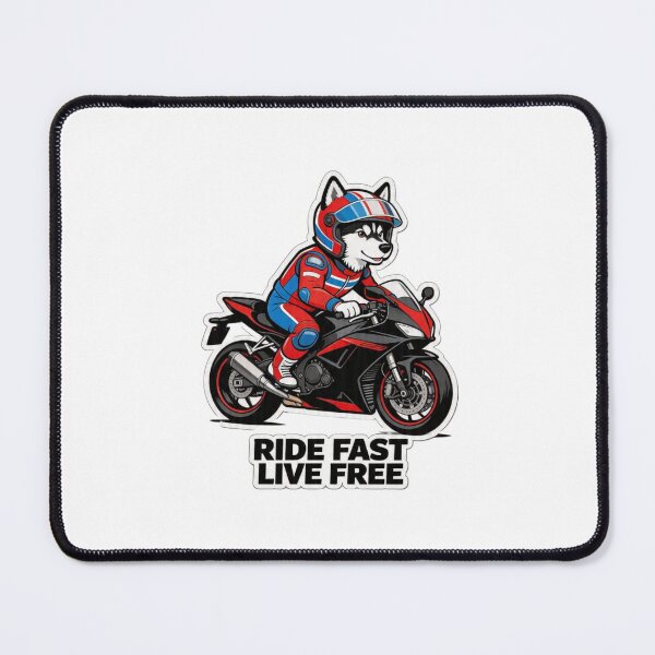 Item preview, Husky Racer Ride Fast Live Free-Cute Motorcycle Dog Sticker Design designed and sold by carestazafeli.