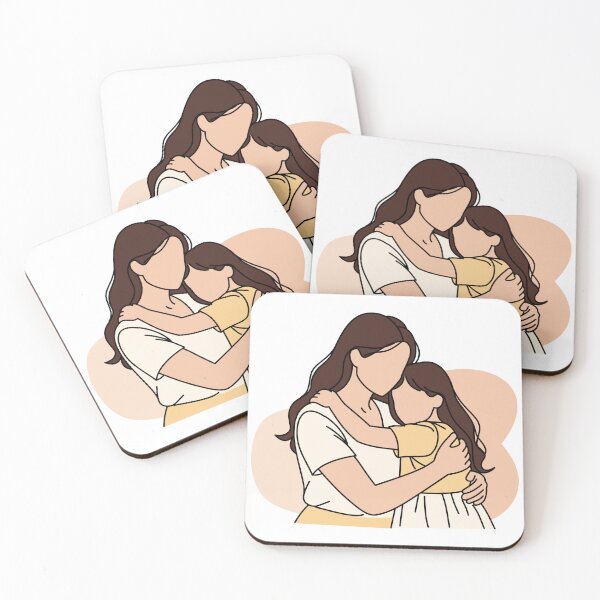Item preview, Mother & Daughter Hug Illustration – Minimalist Family Love Art, Warm Motherhood Design, Cute Mom and Child Embrace Gift designed and sold by Lu7u.