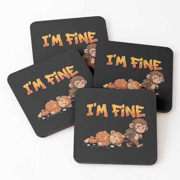 Item preview, I'm Fine Grumpy Monkey Cartoon Design designed and sold by thanguy252.